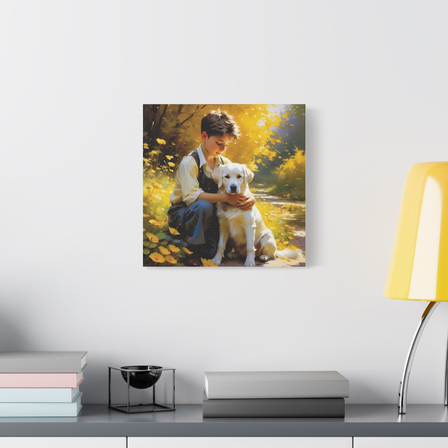 A Boy and His Labrador Retriever Puppy Art