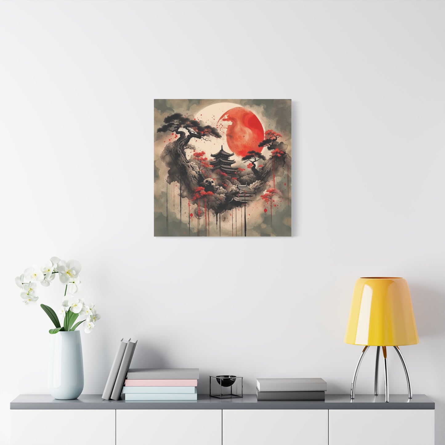 Red Moon Asian Abstract Art
