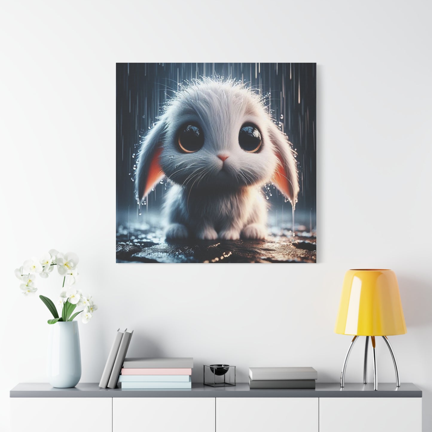 Baby Bunny in the Rain Art