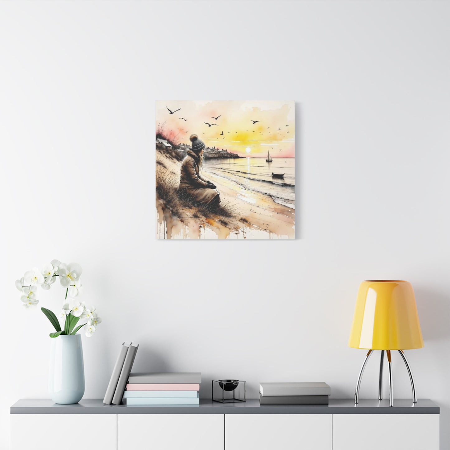 Girl on the Beach in the Winter Abstract Art