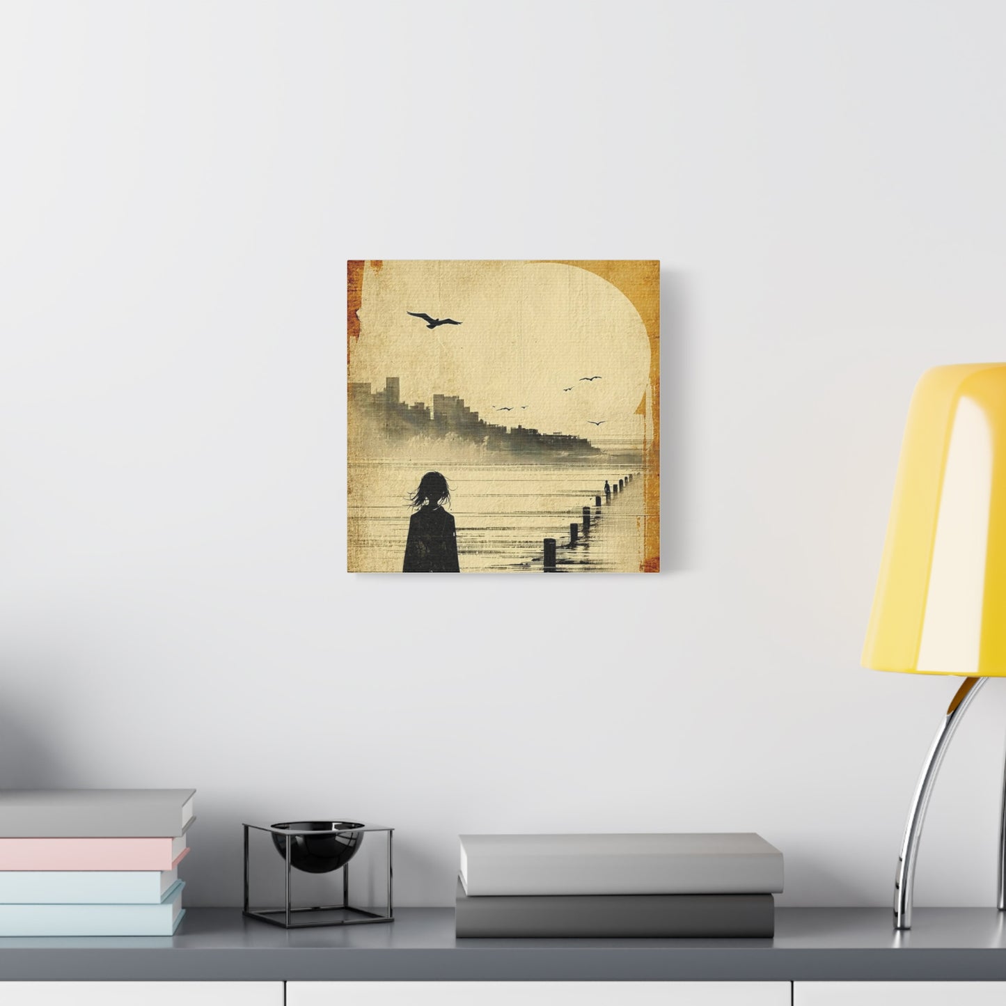 Girl on a Pier Abstract Art