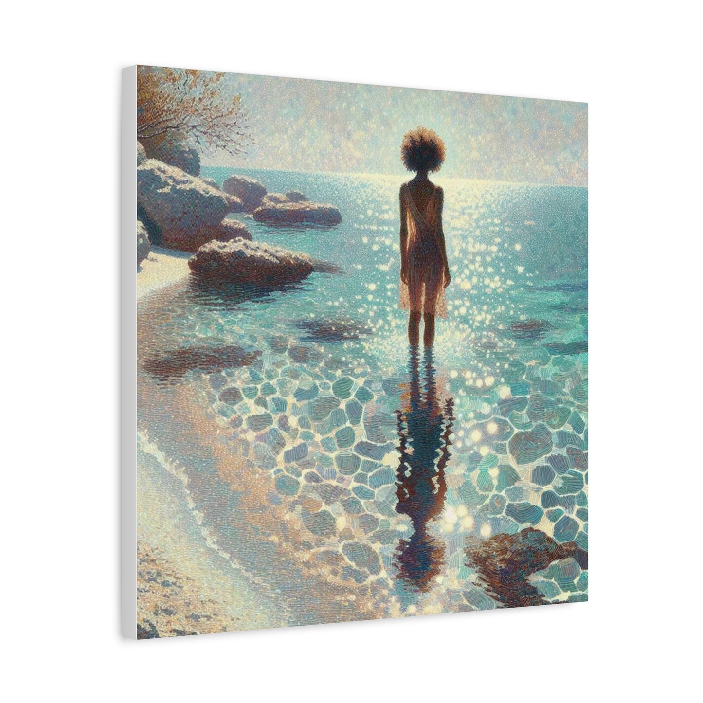 Beautiful Black Woman at the Beach Canvas Art