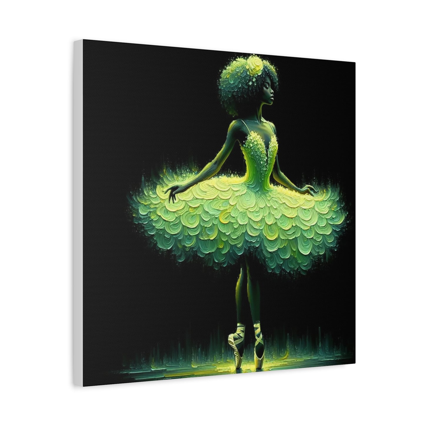 Beautiful Black Ballerina in Yellow Canvas Art