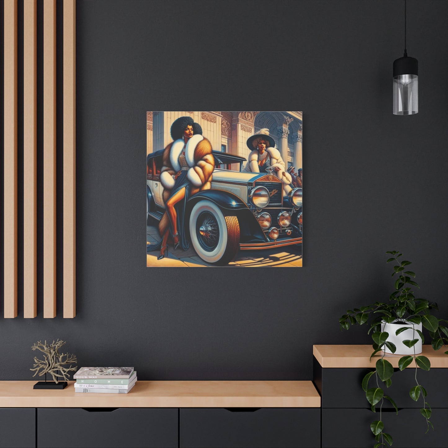 Beautiful Woman Old Fashioned Black Canvas Art