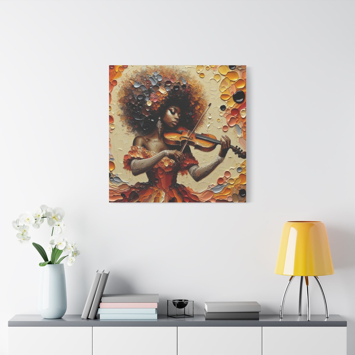Beautiful Black Woman Violinist Canvas Art