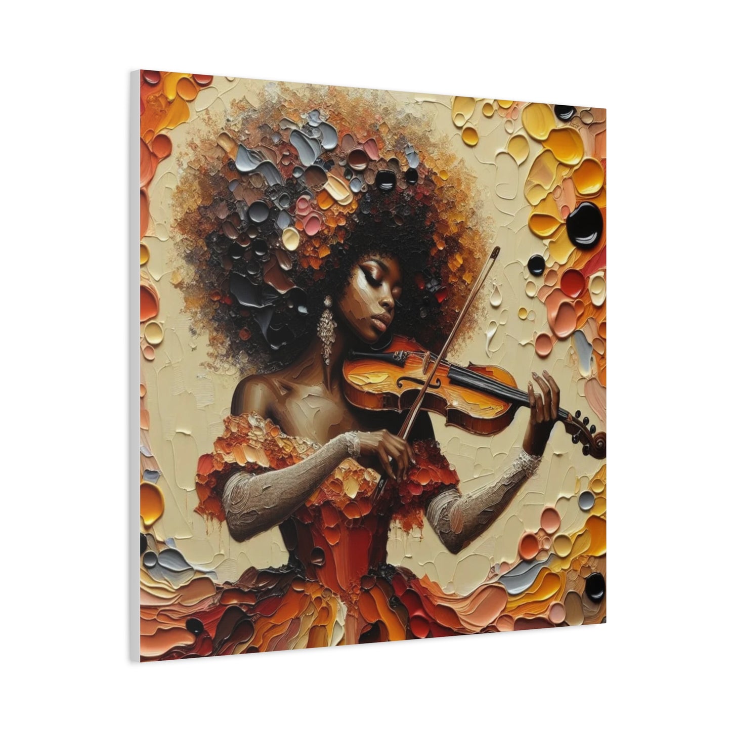 Beautiful Black Woman Violinist Canvas Art