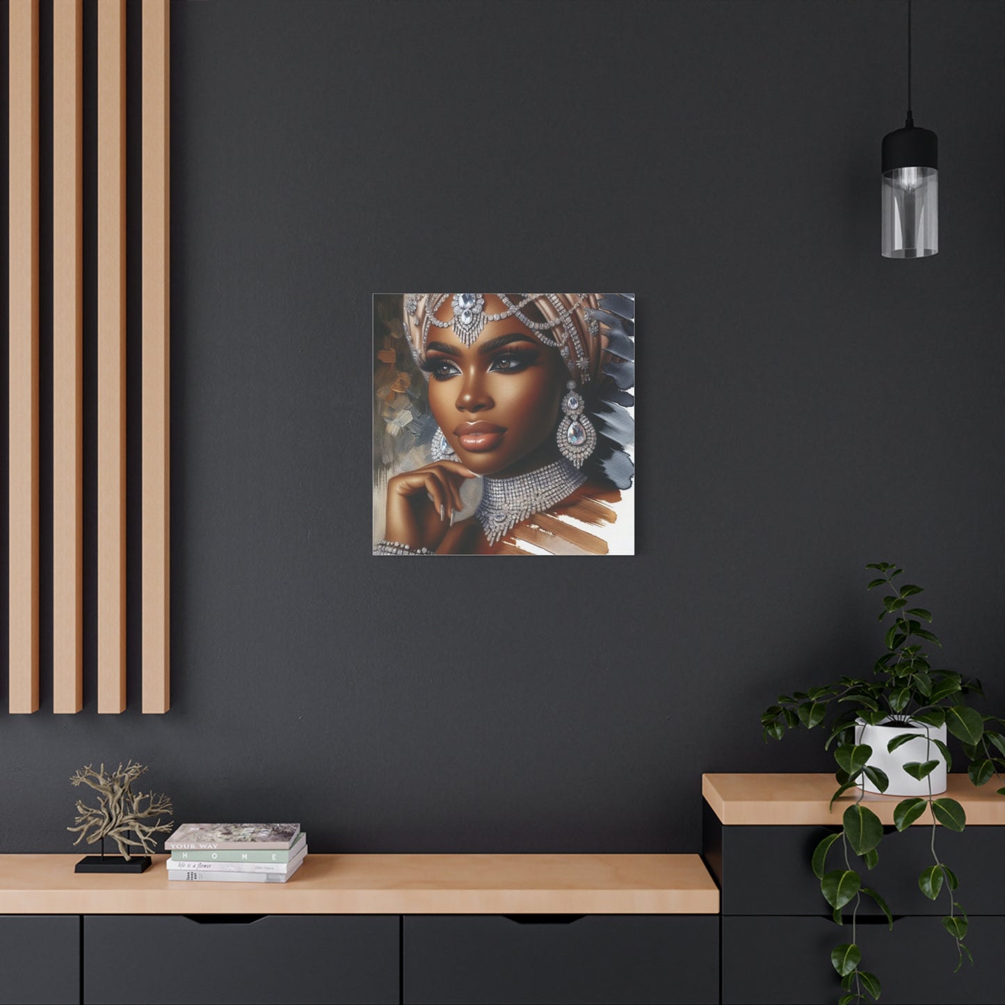 Beautiful Black Woman w Diamonds Canvas Art