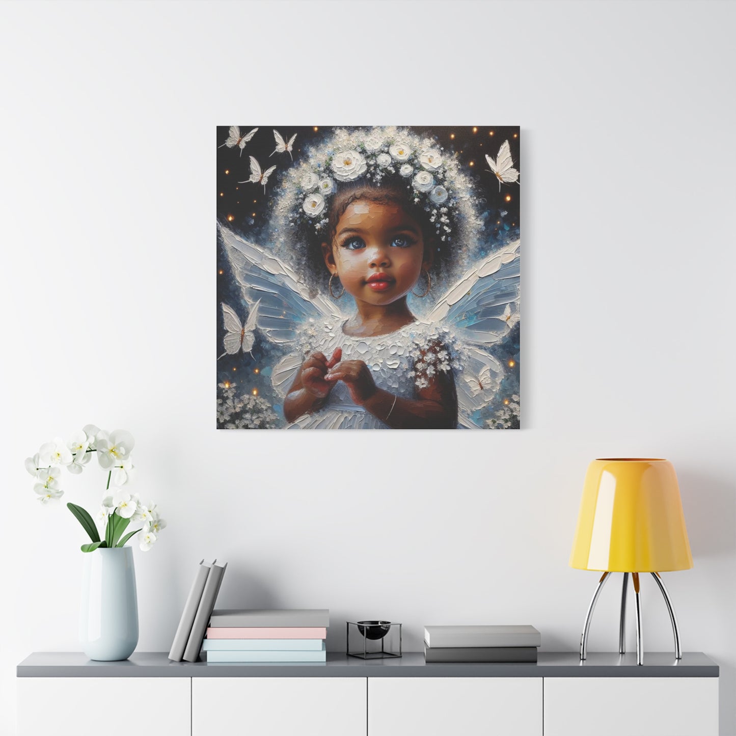 Beautiful Child Black Canvas Art