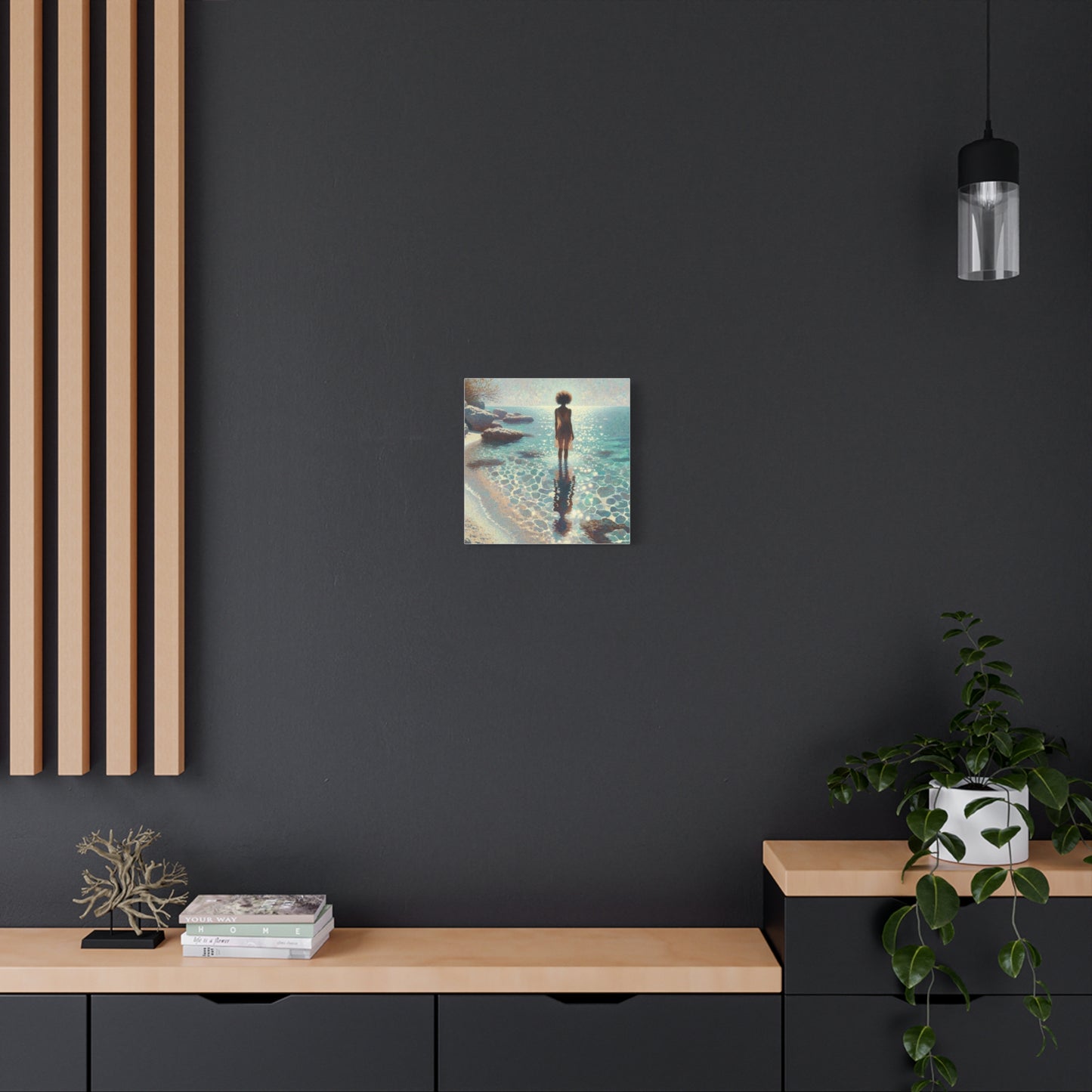 Beautiful Black Woman at the Beach Canvas Art