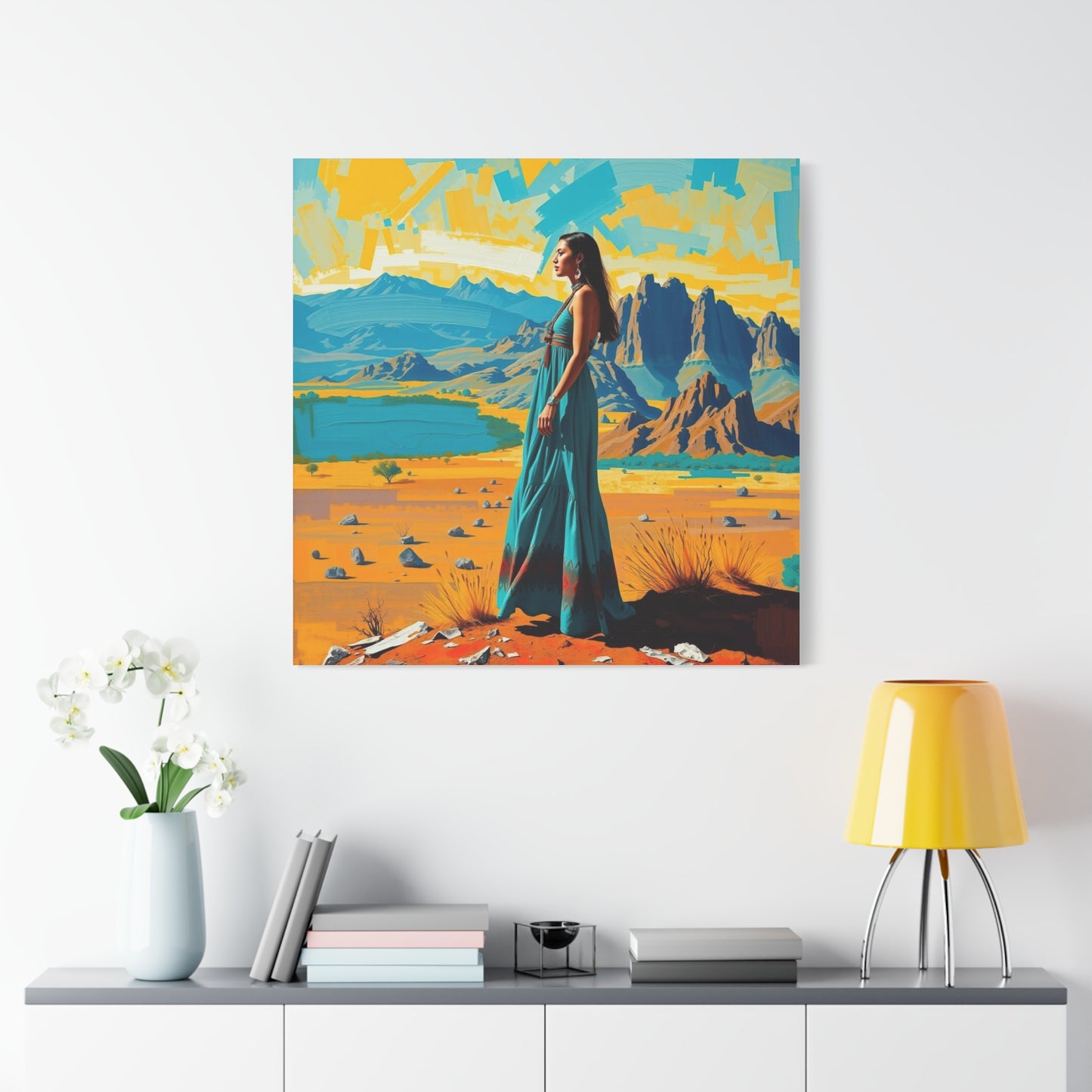 Canvas Print -Vibrant Native American Woman Wall Art