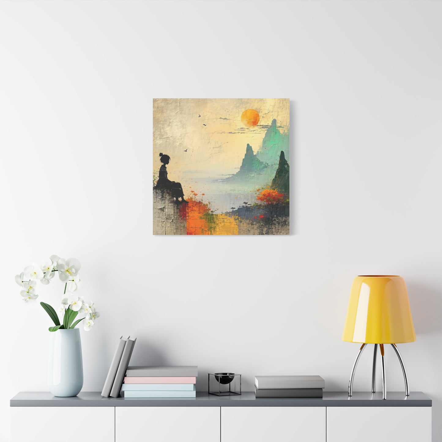Girl On a Hill Abstract Art