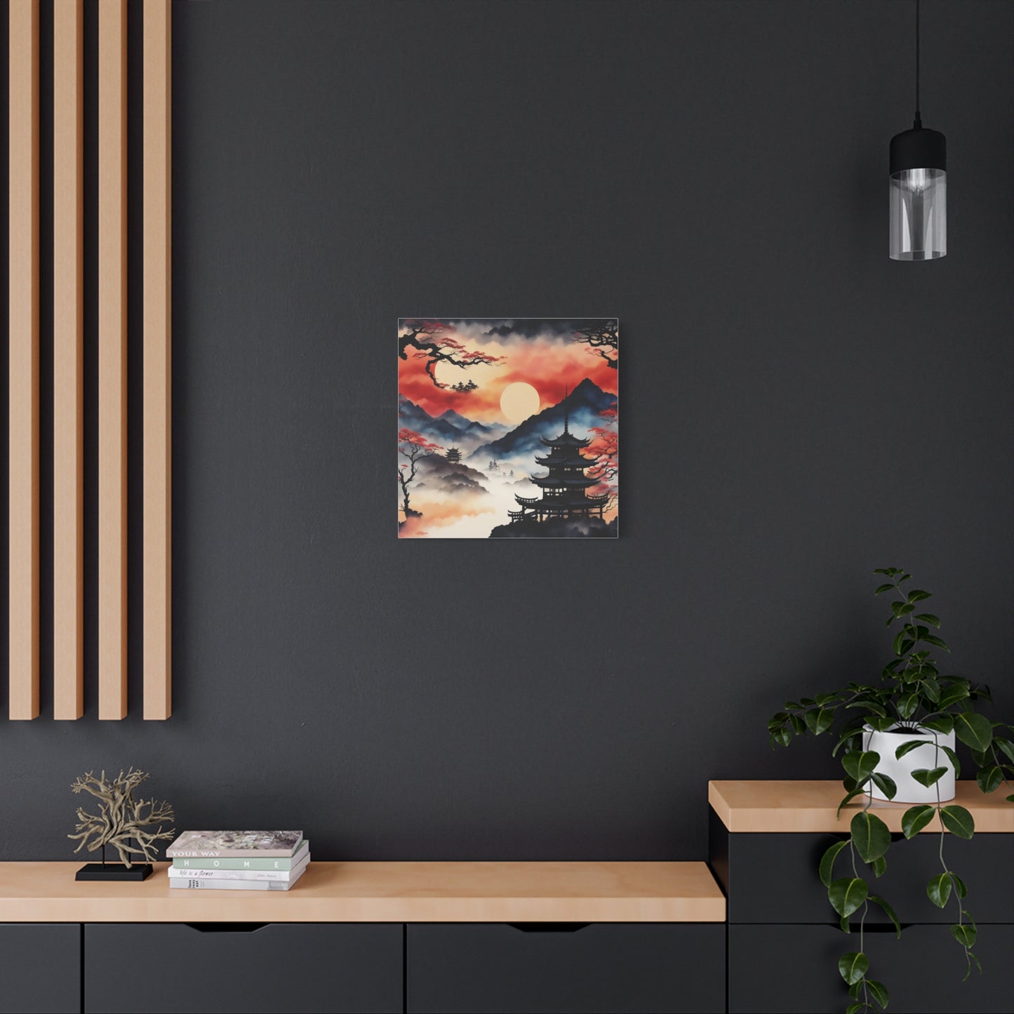 Sunset over the Mountains Asian Abstract Art