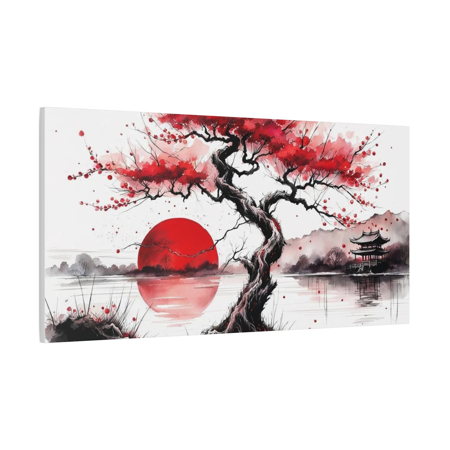 Red Moon Asian Abstract Art