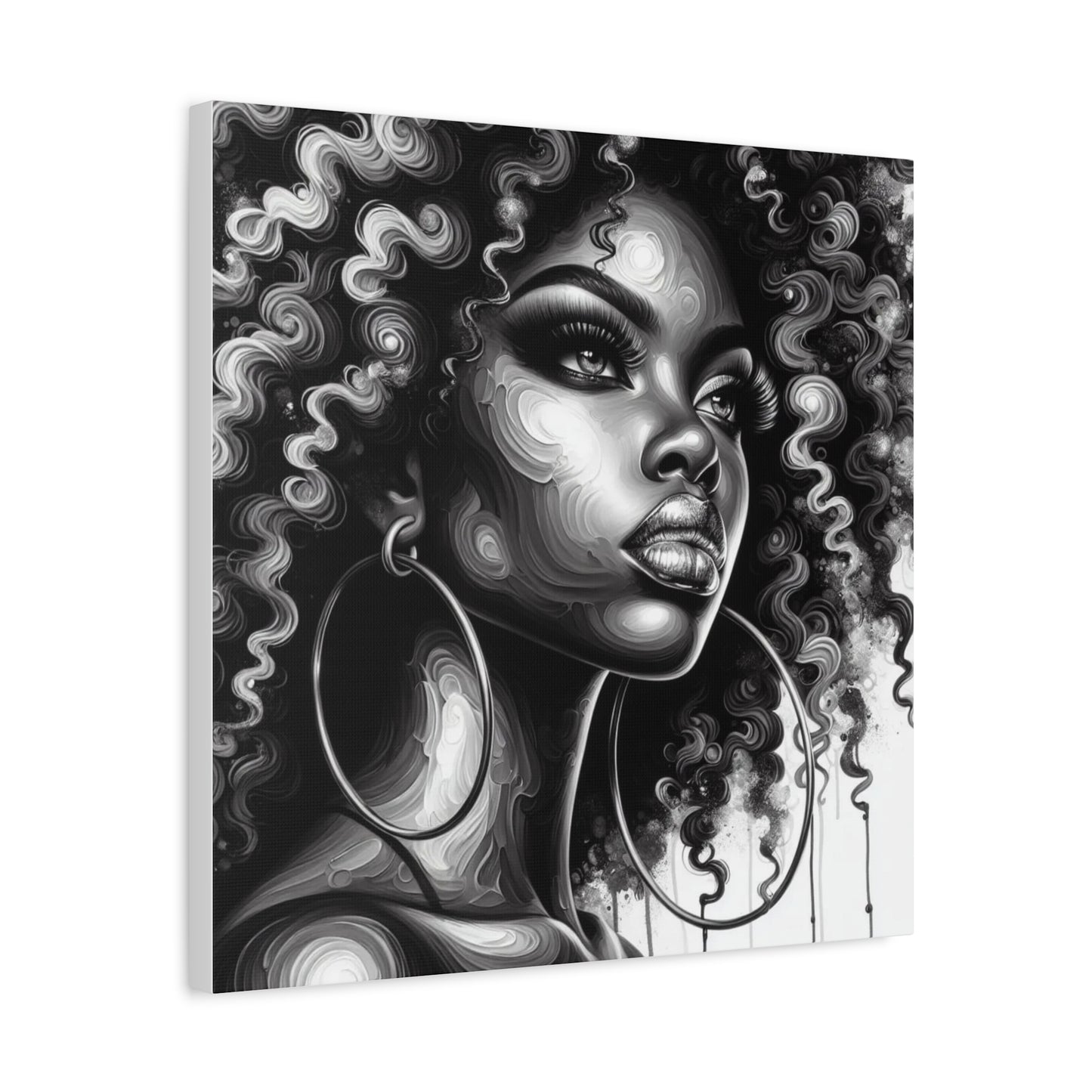 Beautiful Woman Abstract Black Canvas Art