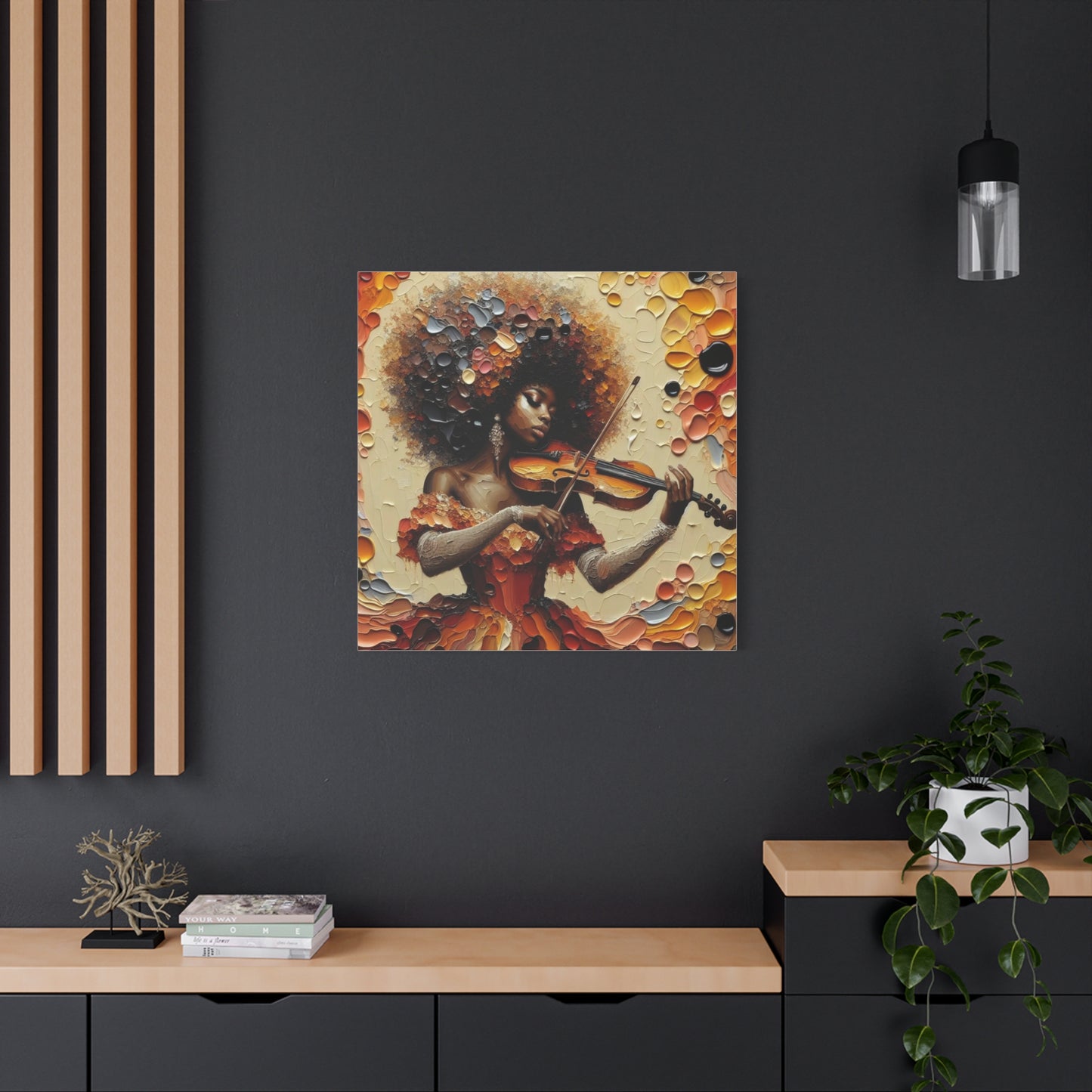 Beautiful Black Woman Violinist Canvas Art