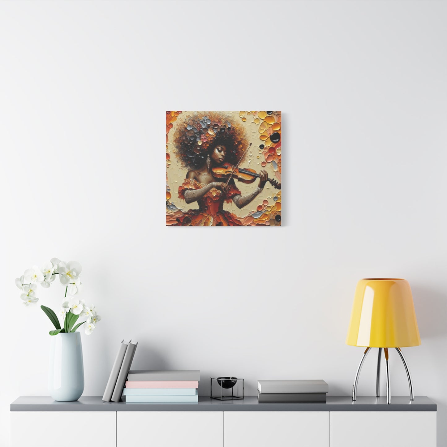 Beautiful Black Woman Violinist Canvas Art