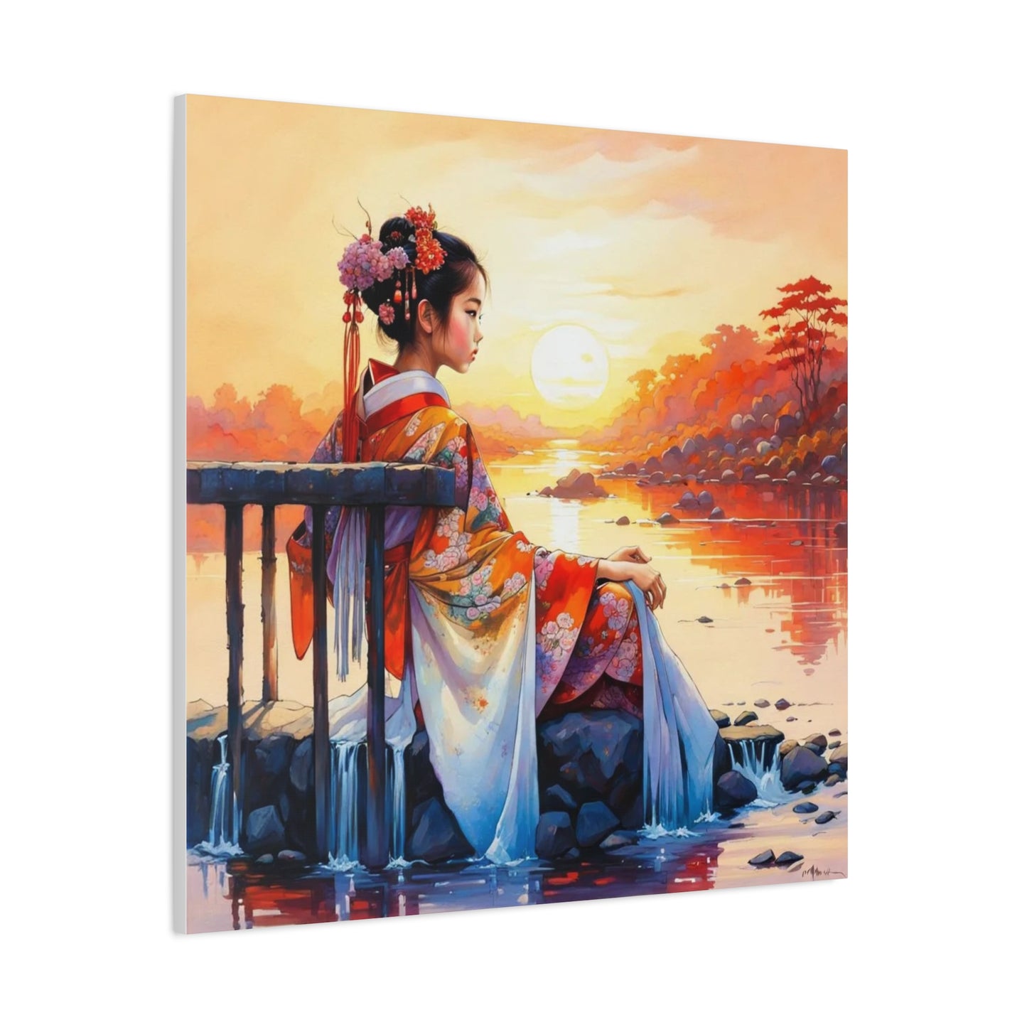 Girl by the Water Asian Abstract Art