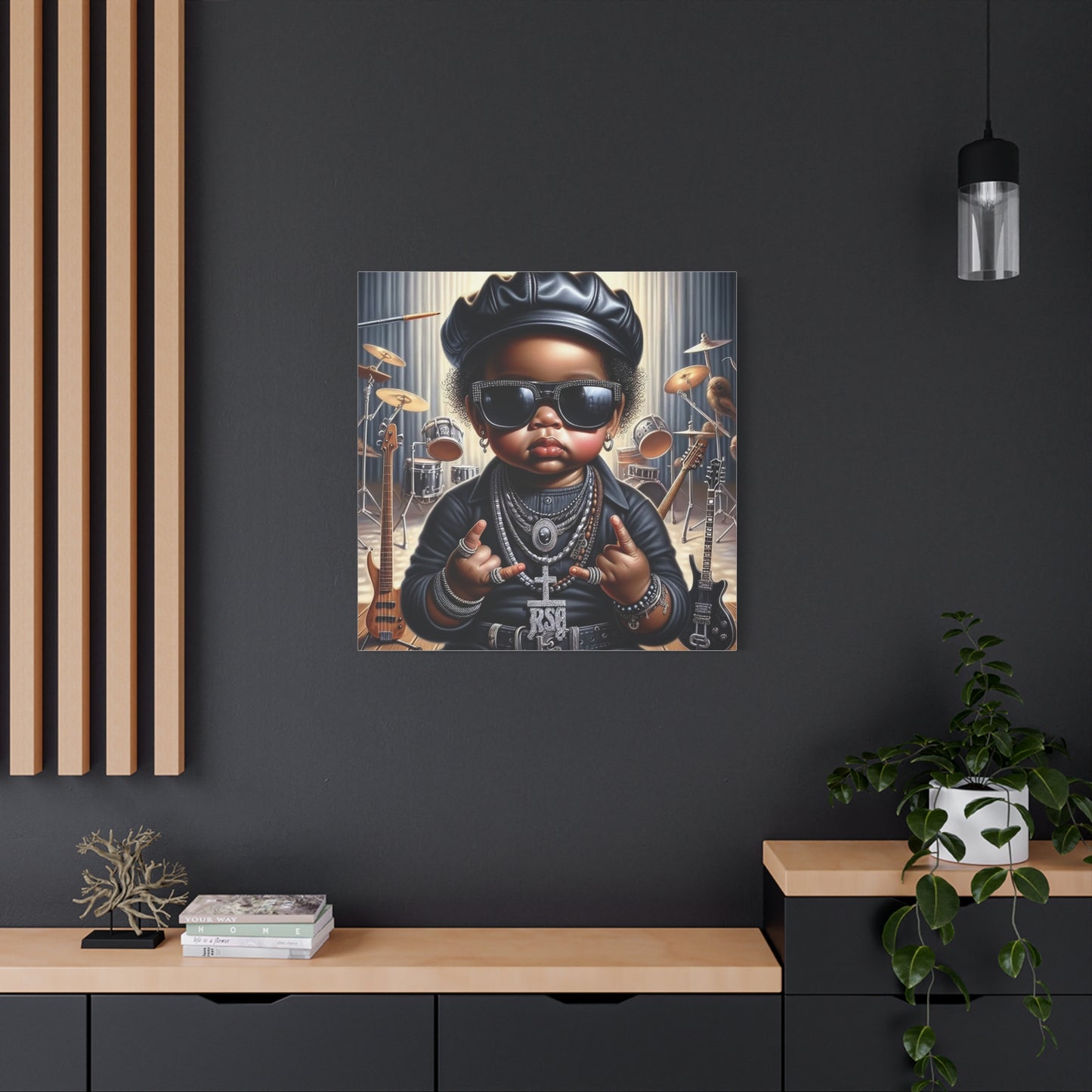 Cool Little Boy Black Canvas Art