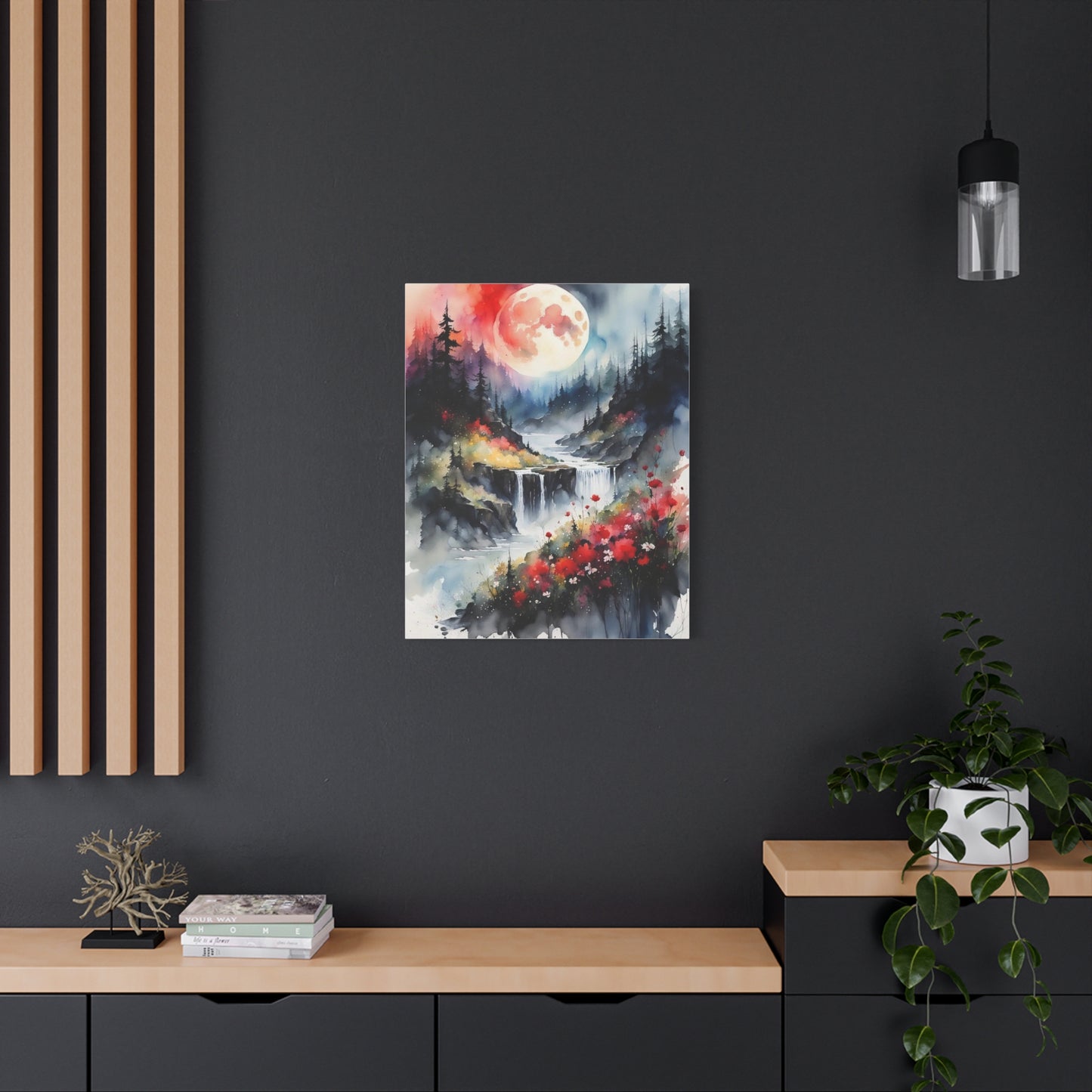 Moon Over the Stream Abstract Art