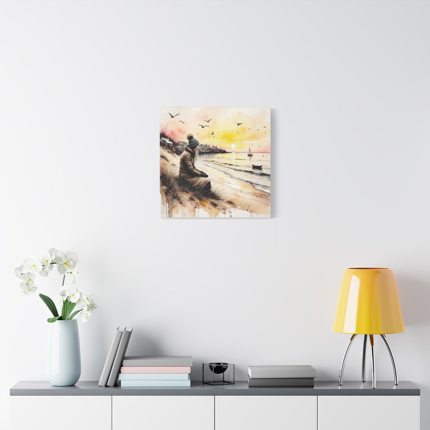 Girl on the Beach in the Winter Abstract Art