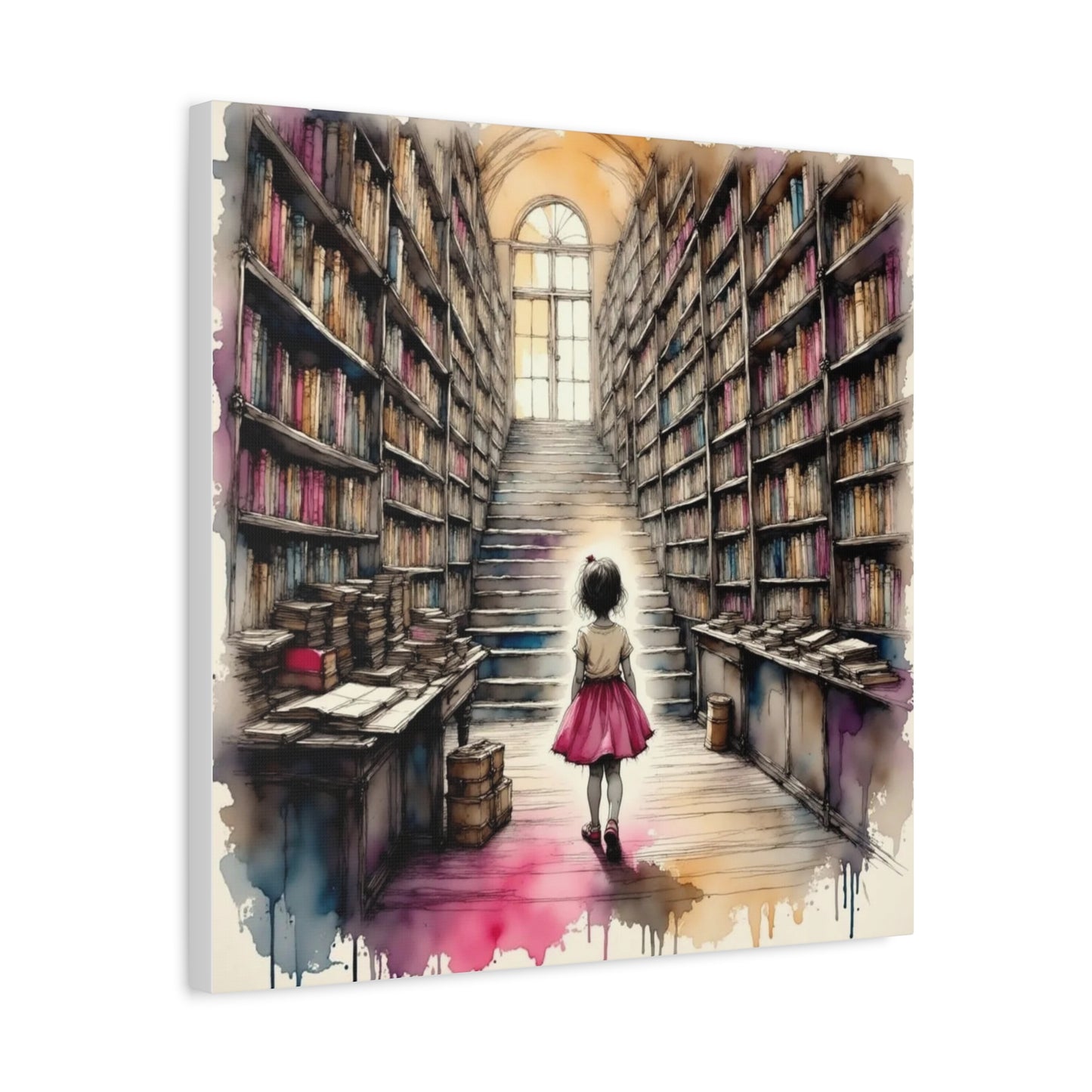 Girl in the Library Abstract Art