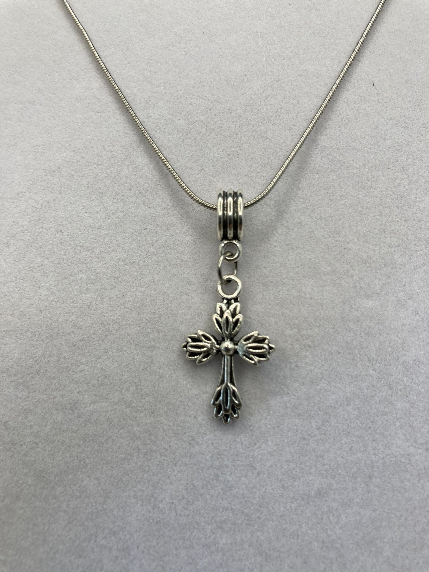Cross Necklace and Earring Set - Elegant Silver-Tone Cross Charms for Women's Fashion Jewelry