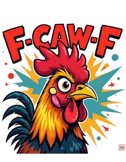 5 "F-CAW-F" Rooster, Chicken, Funny, PNGs to make Crafts, T-shirts, Mugs, artwork