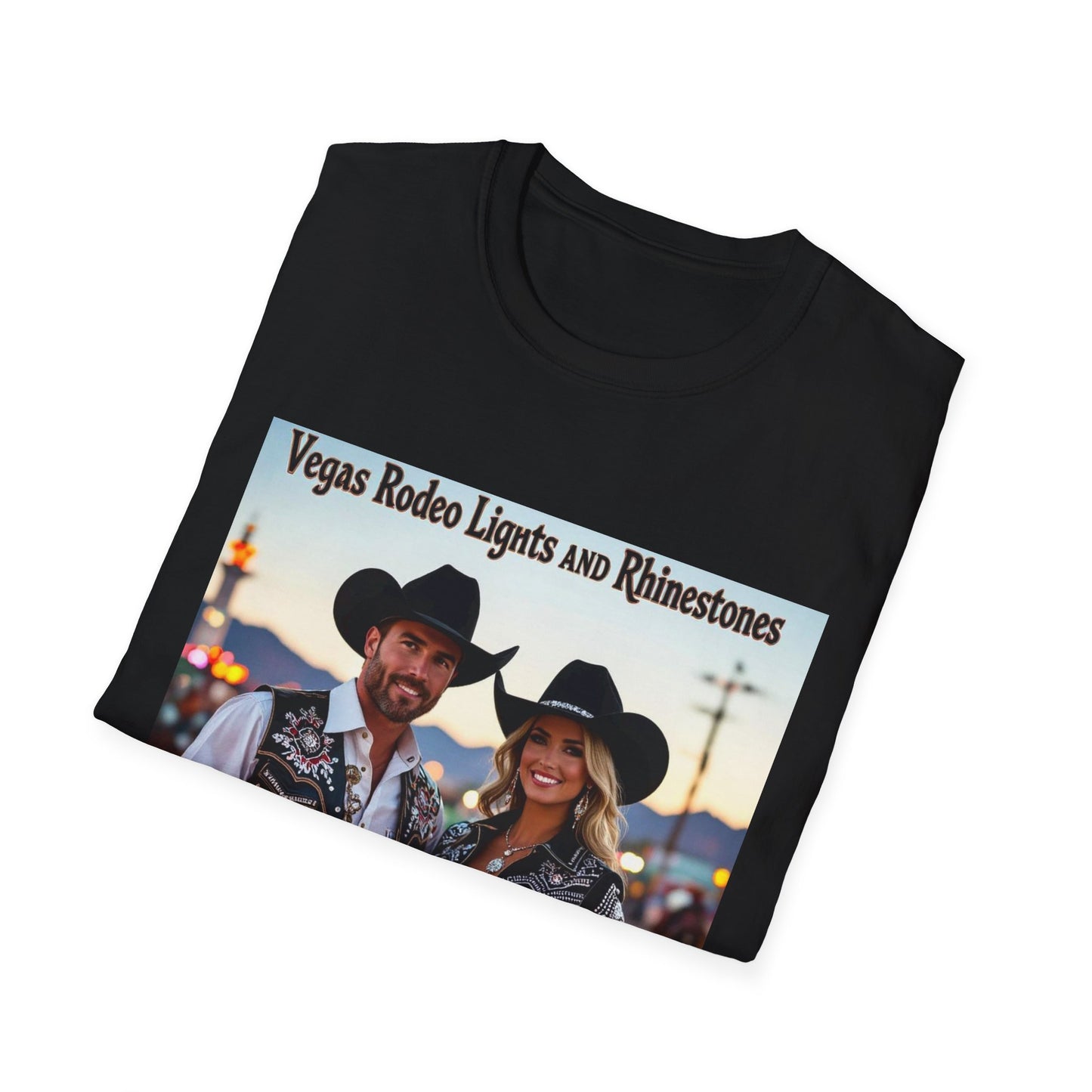 Vegas Rodeo Lights and Rhinestones Western Boho, Unisex T-Shirt,