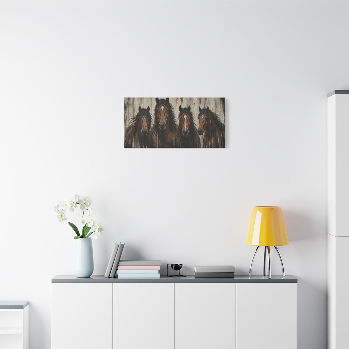 Brown Horses Matte Canvas Wall Art — Stretched 1.25"