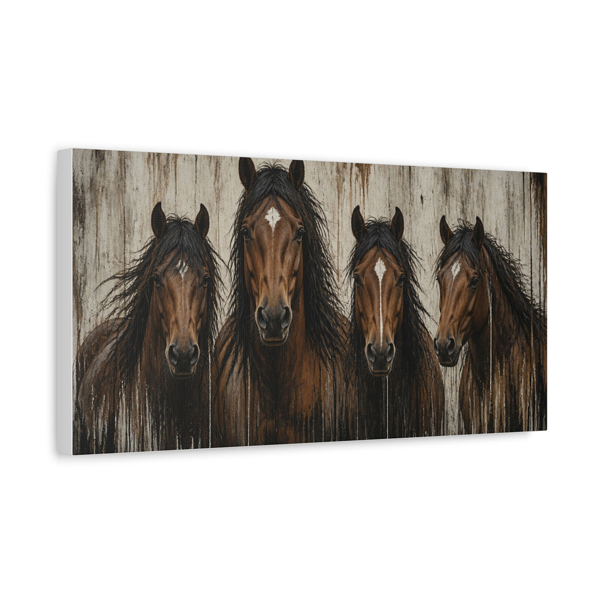 Brown Horses Matte Canvas Wall Art — Stretched 1.25"