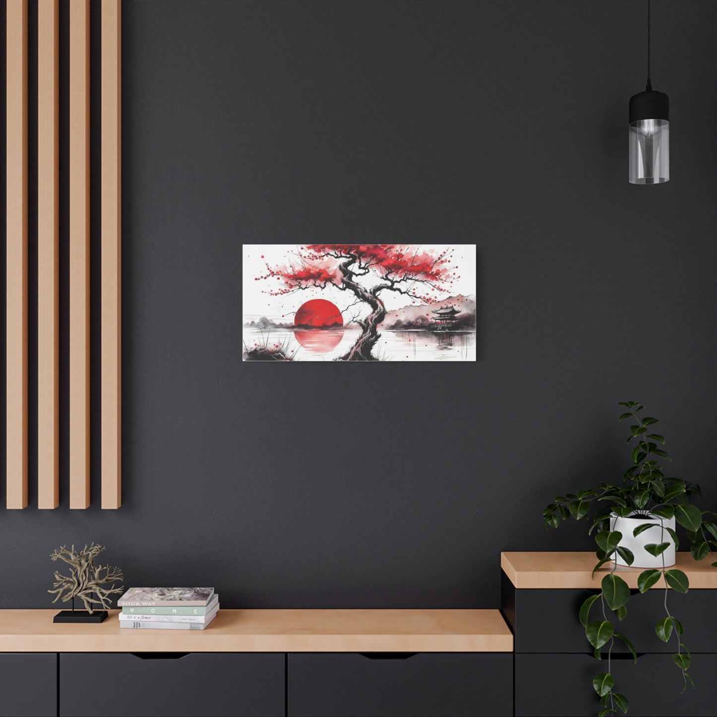 Red Moon Asian Abstract Art