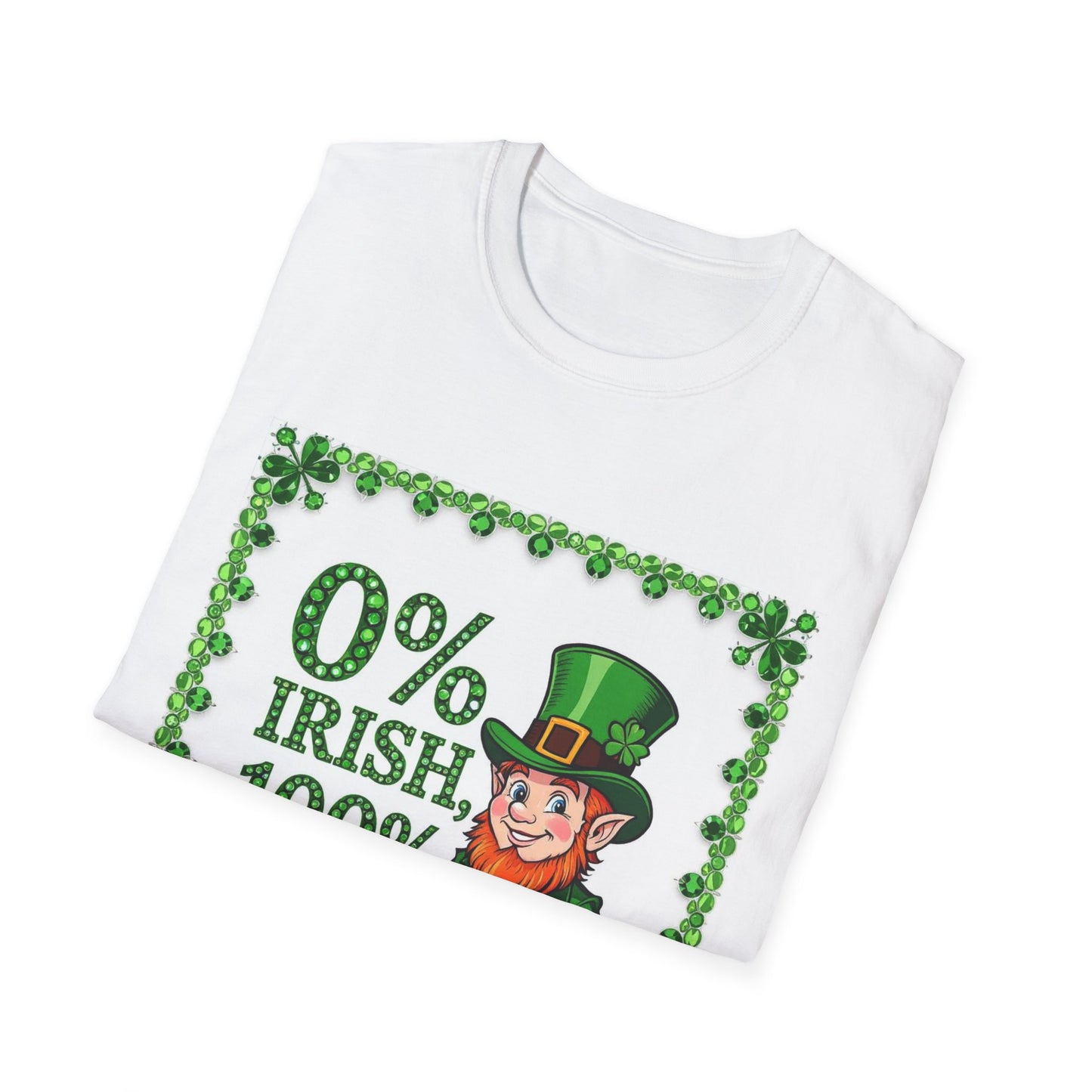 0 % Irish 100% Kissable.. Saint Patty's Day Funny T-Shirt — St. Patrick's Day Humor Tee