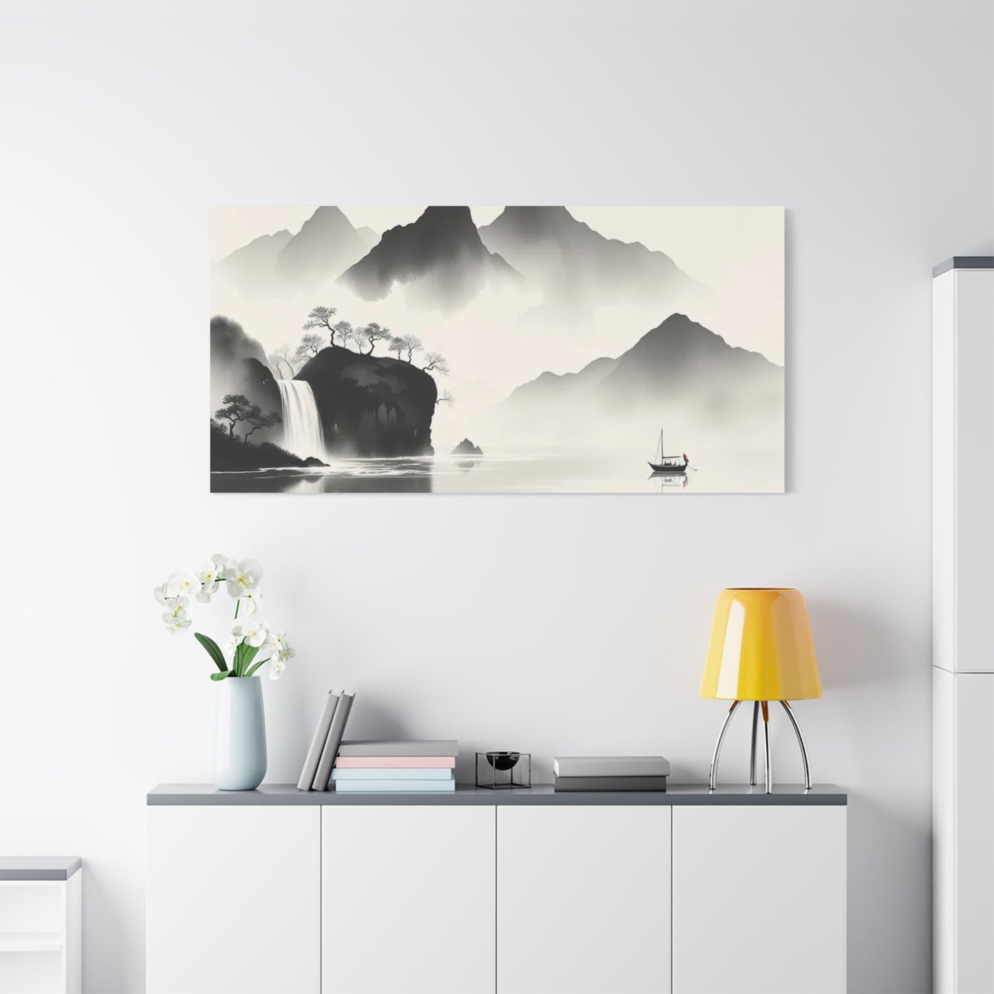 Boat in the Distance Asian Abstract Art