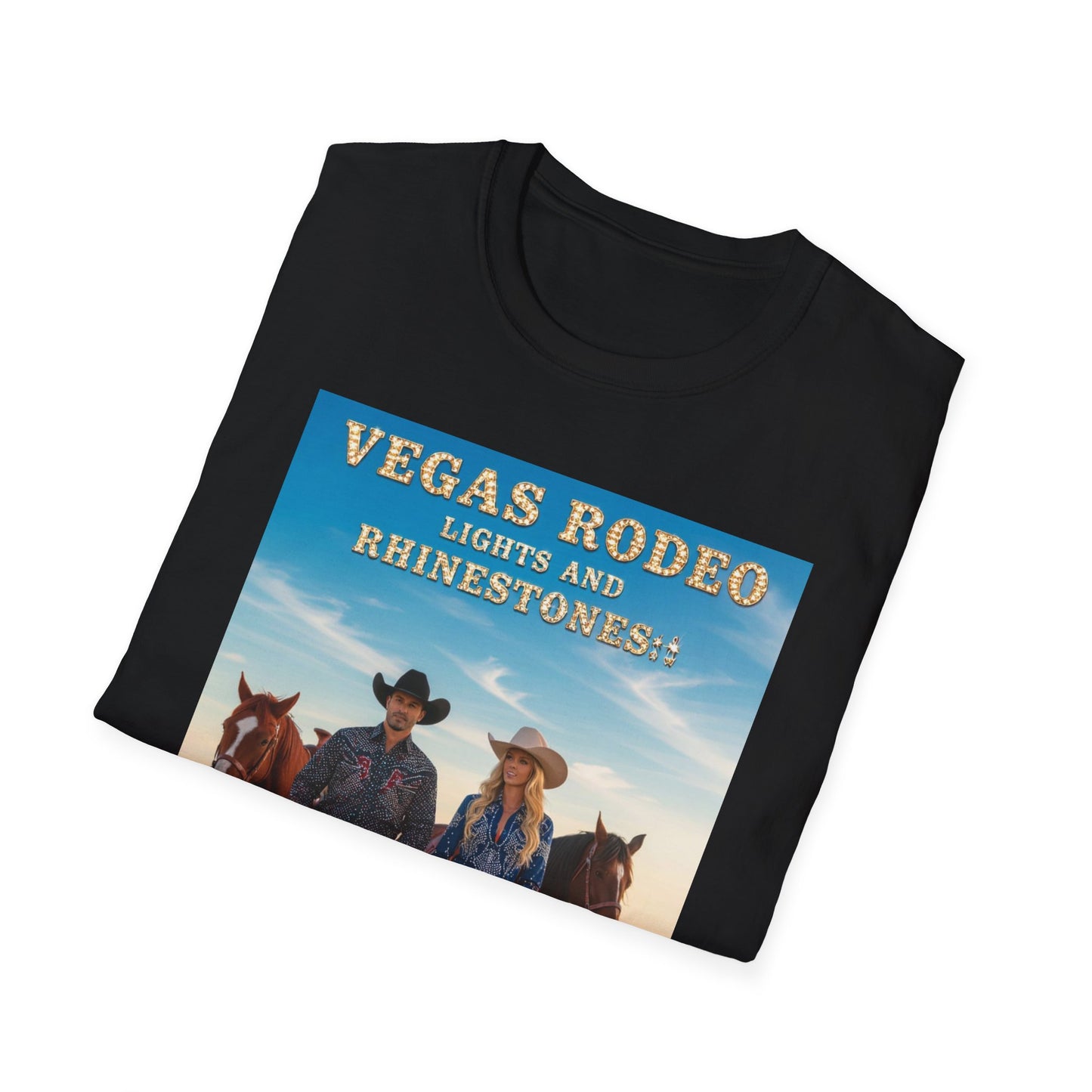 Vegas Rodeo Lights and Rhinestones Western Boho, Unisex T-Shirt,