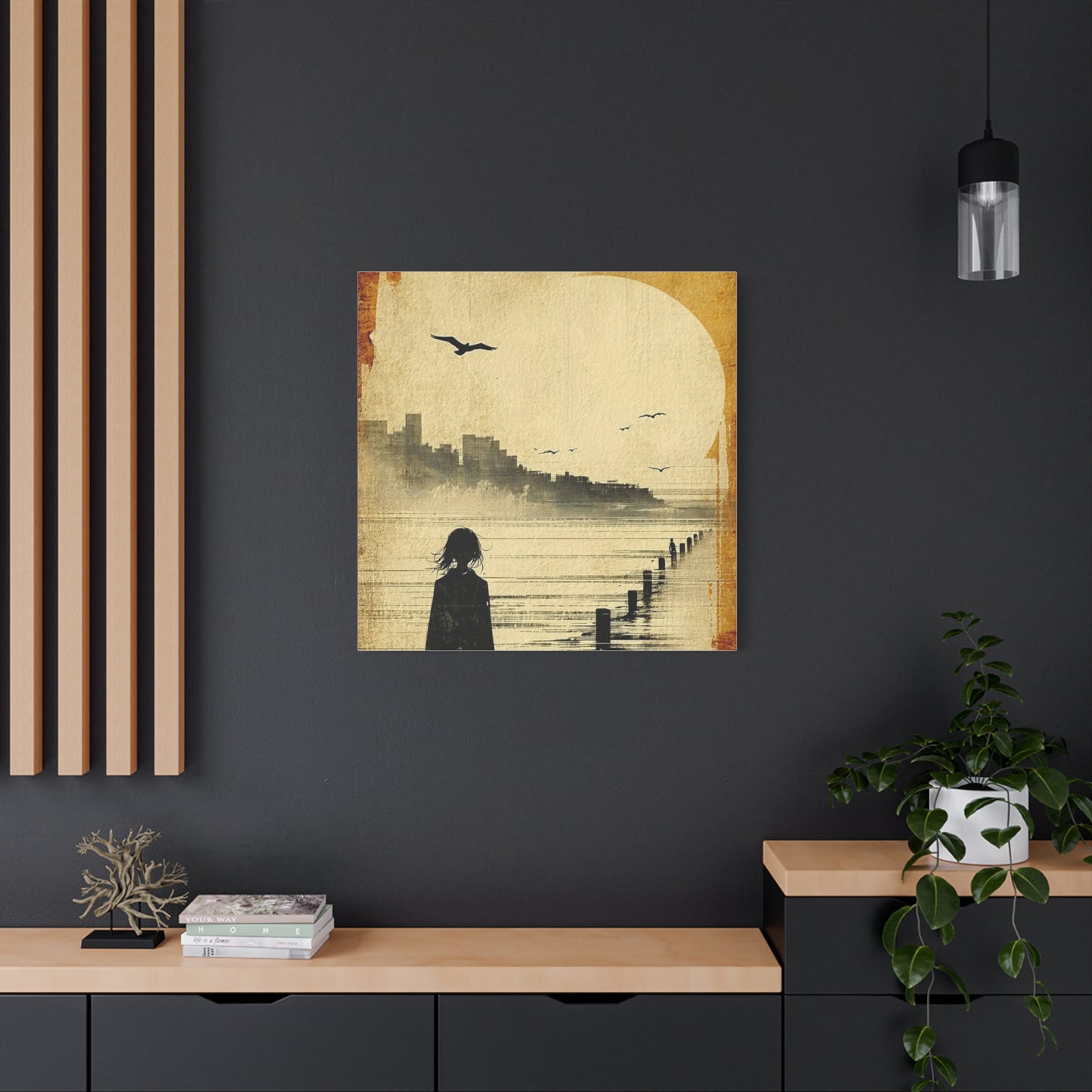 Girl on a Pier Abstract Art