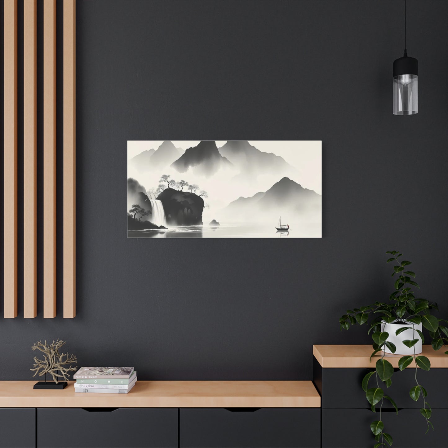 Boat in the Distance Asian Abstract Art