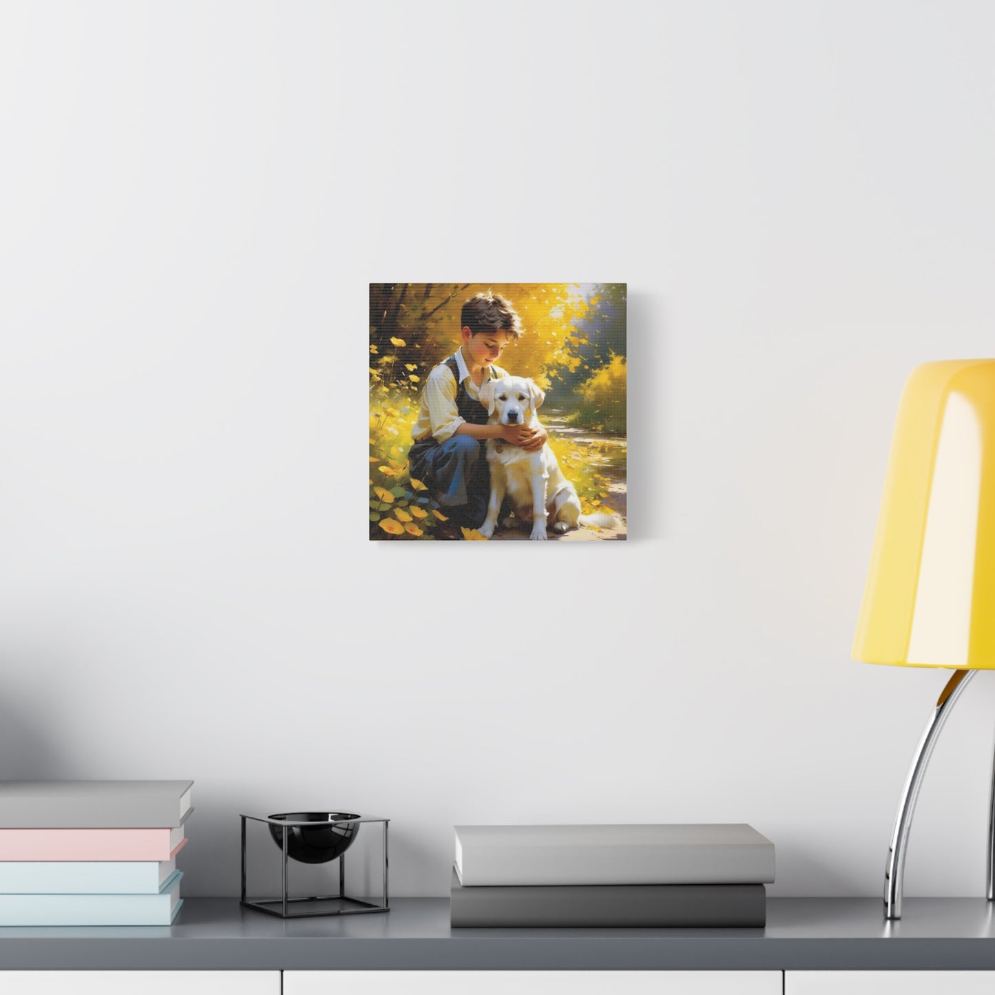 A Boy and His Labrador Retriever Puppy Art