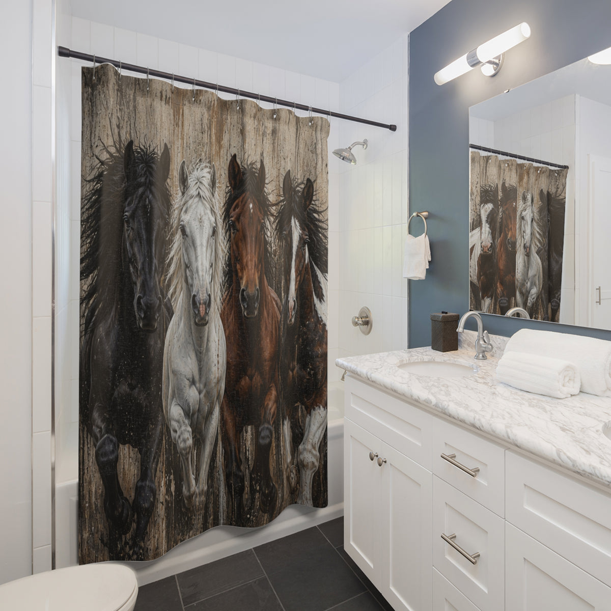 Wild Horse Herd Rustic Shower Curtain