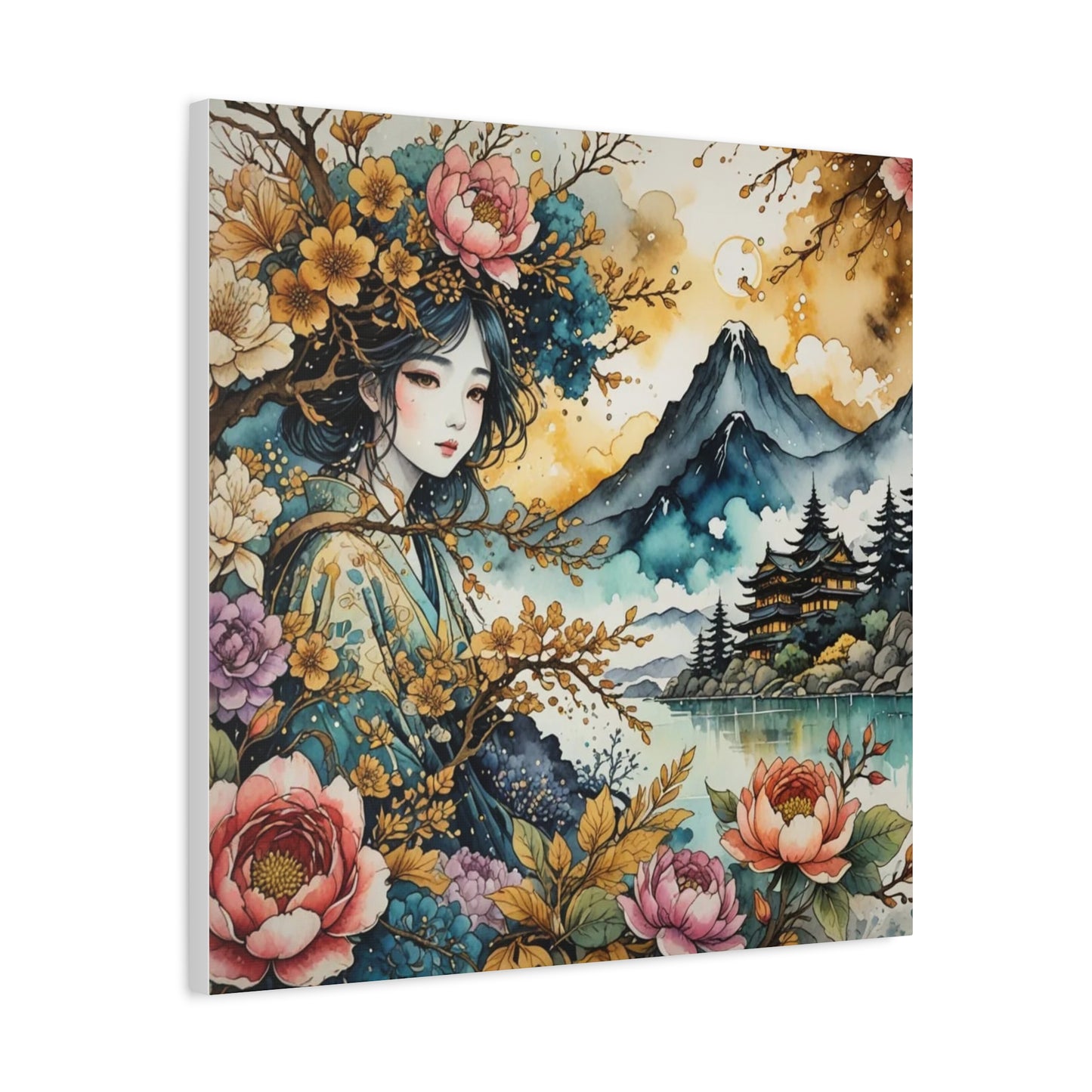 Lady in the Woods Asian Abstract Art
