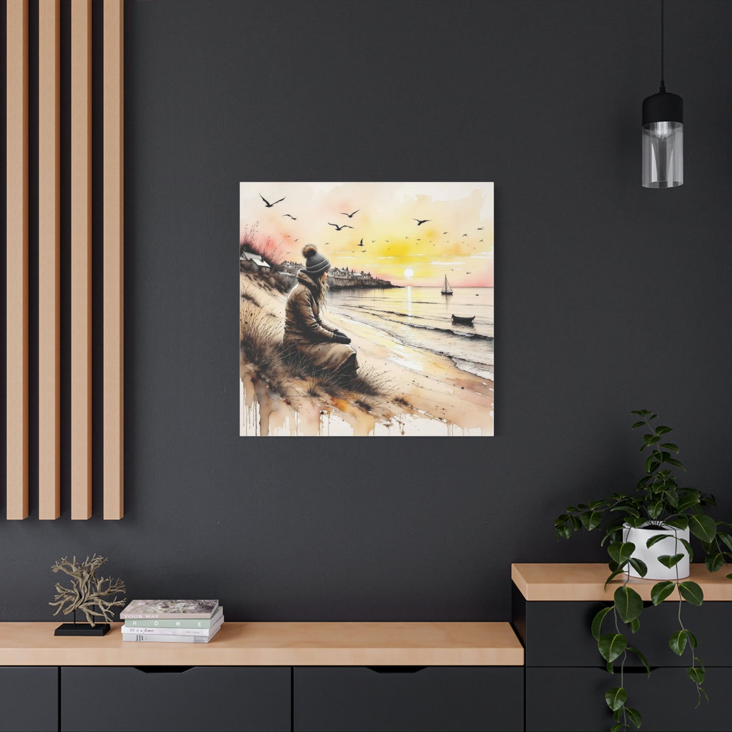 Girl on the Beach in the Winter Abstract Art