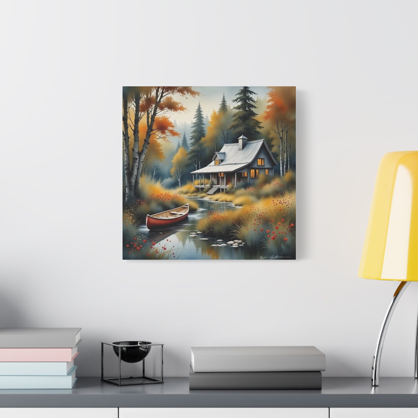 Cabin on a Stream Abstract Art