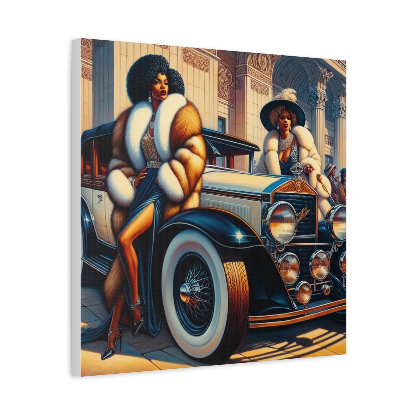 Beautiful Woman Old Fashioned Black Canvas Art