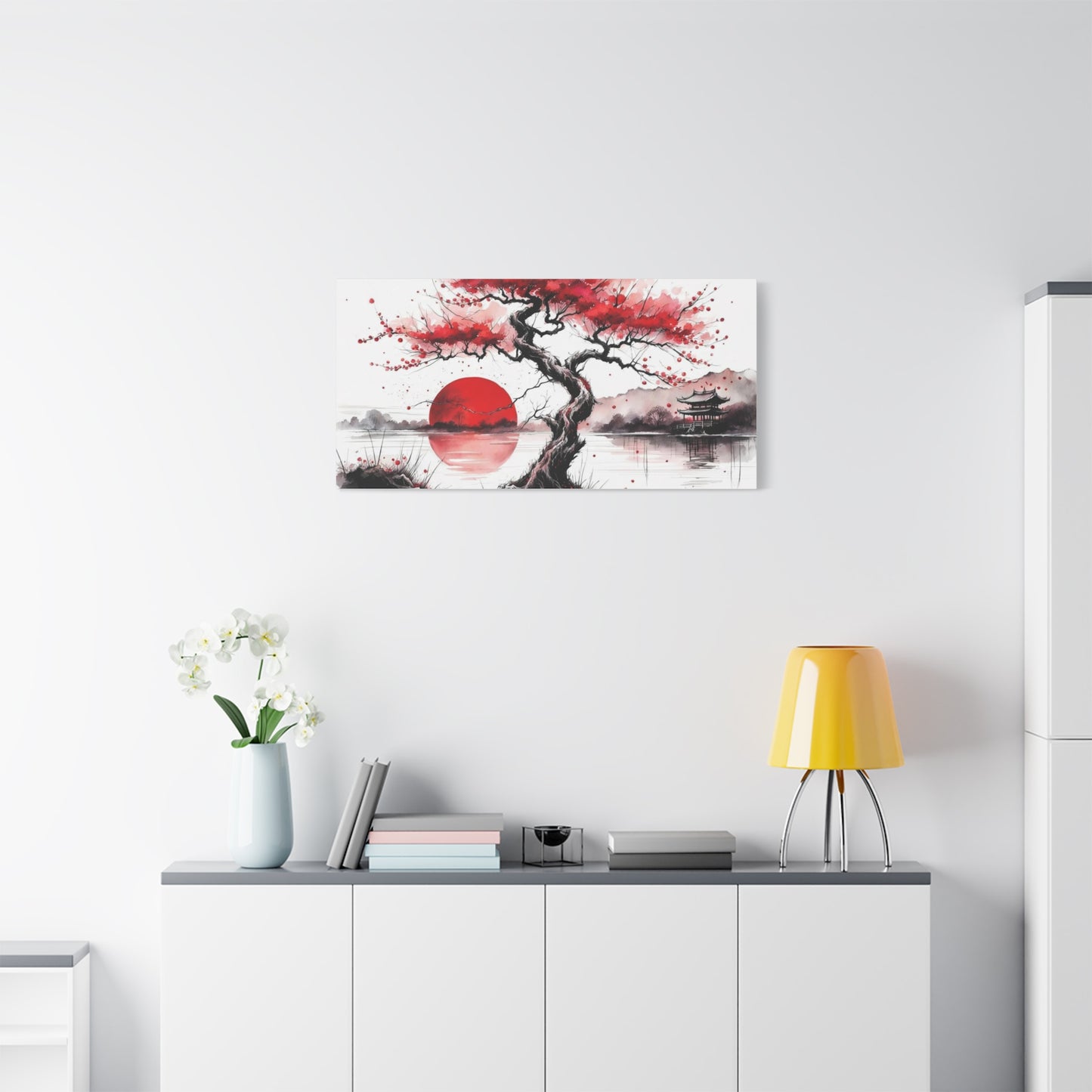 Red Moon Asian Abstract Art