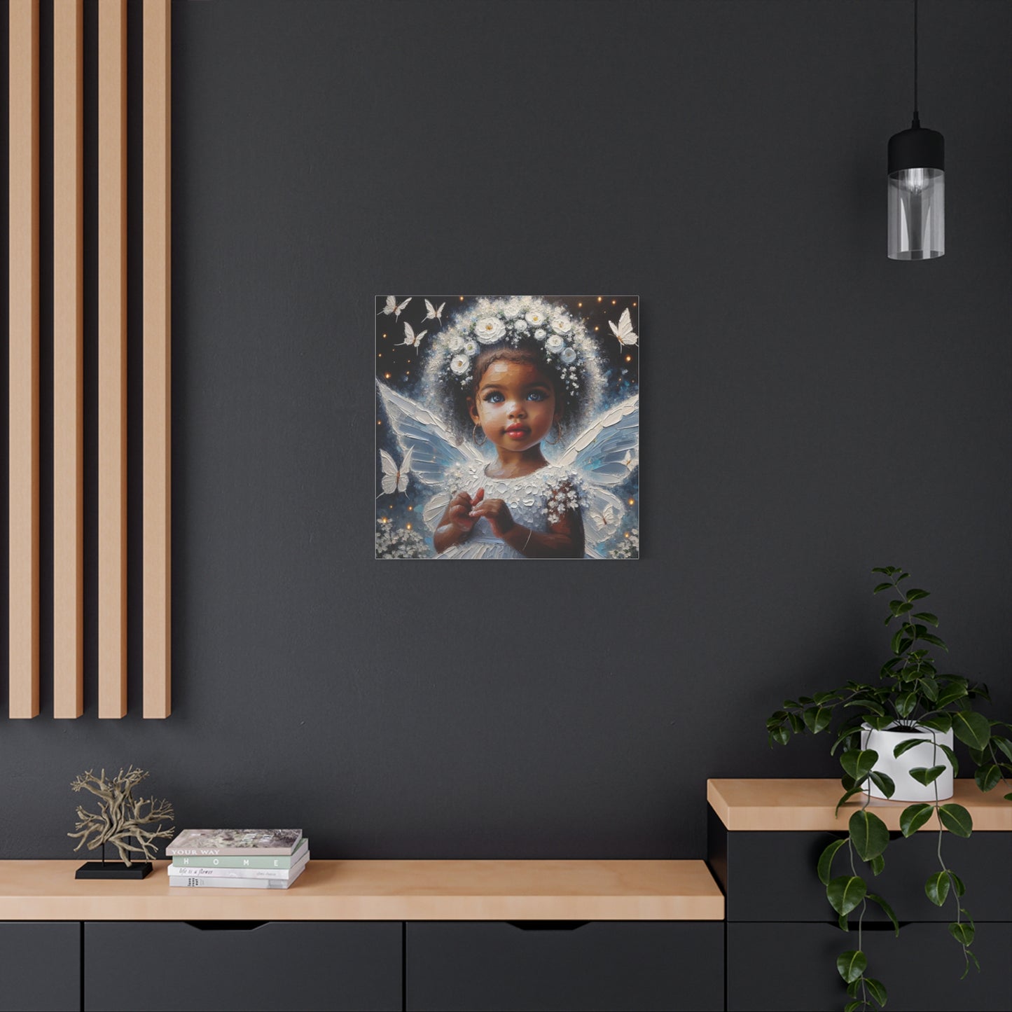 Beautiful Child Black Canvas Art