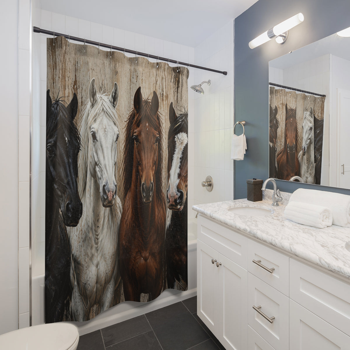 Wild Horse Herd Rustic Shower Curtain