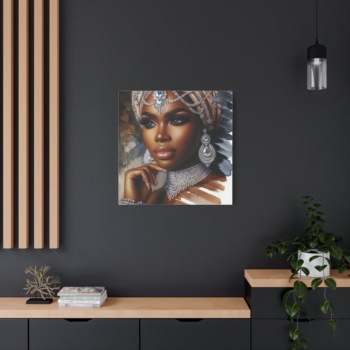 Beautiful Black Woman w Diamonds Canvas Art