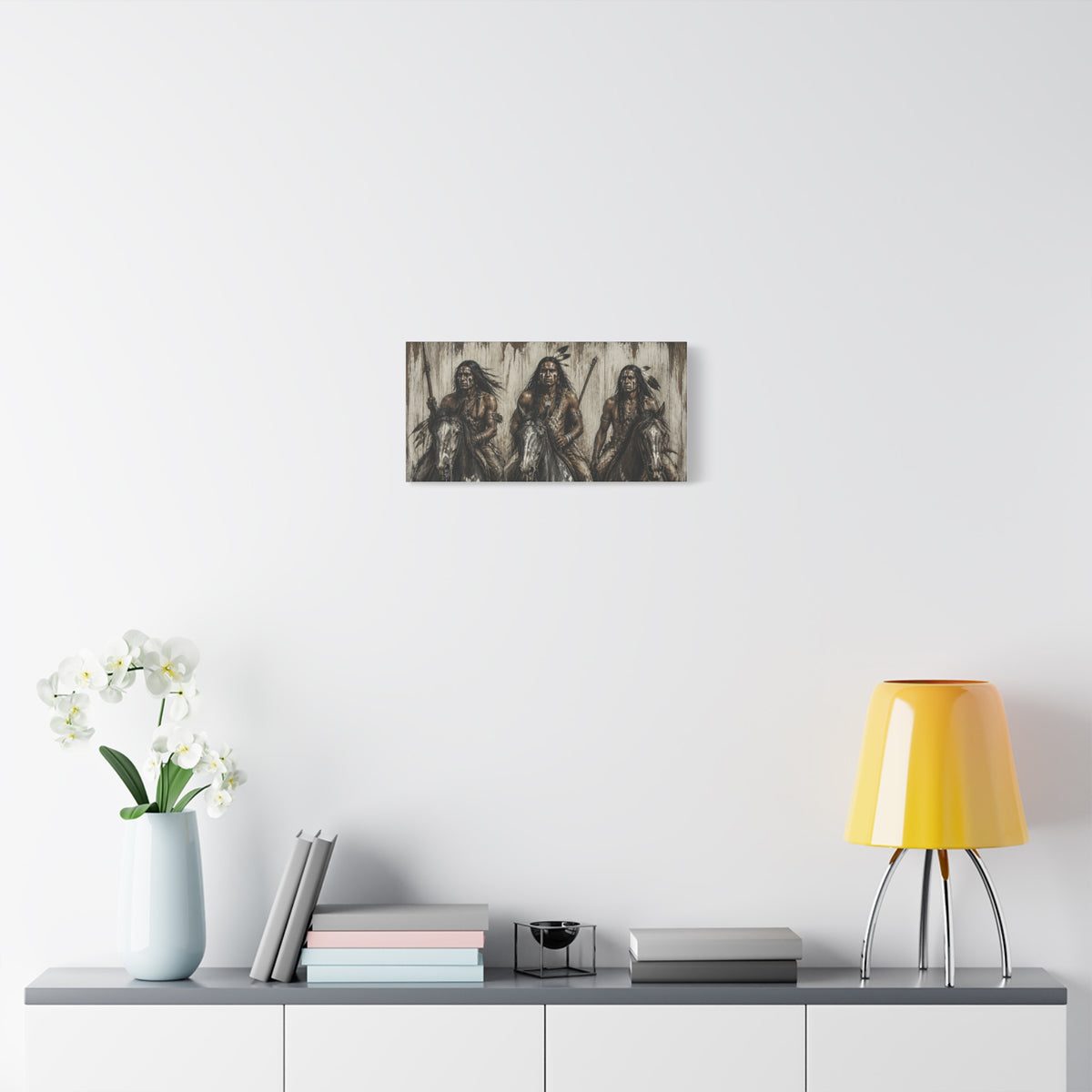 Native American Warriors Canvas Print — Three Horsemen Matte Stretched Wall Art
