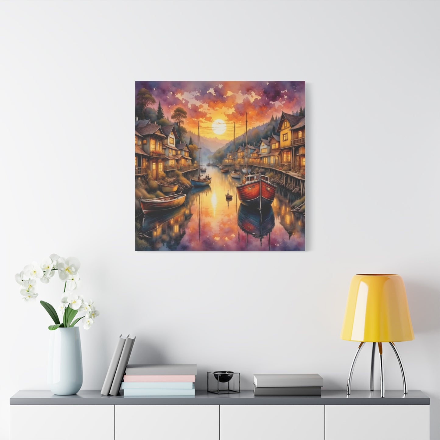 Twilight in the Harbor Abstract Art