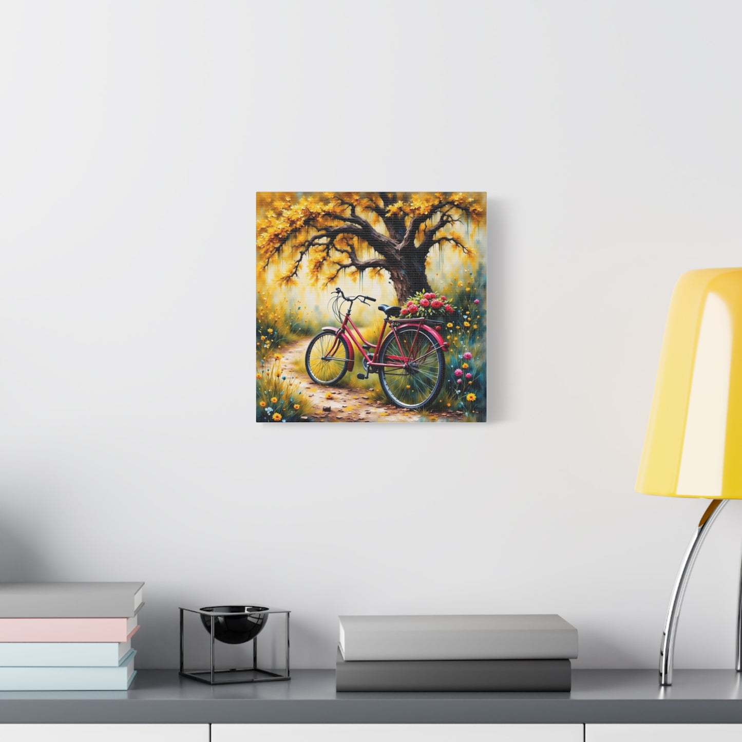 Bicycle on the Flower Path Abstract Art