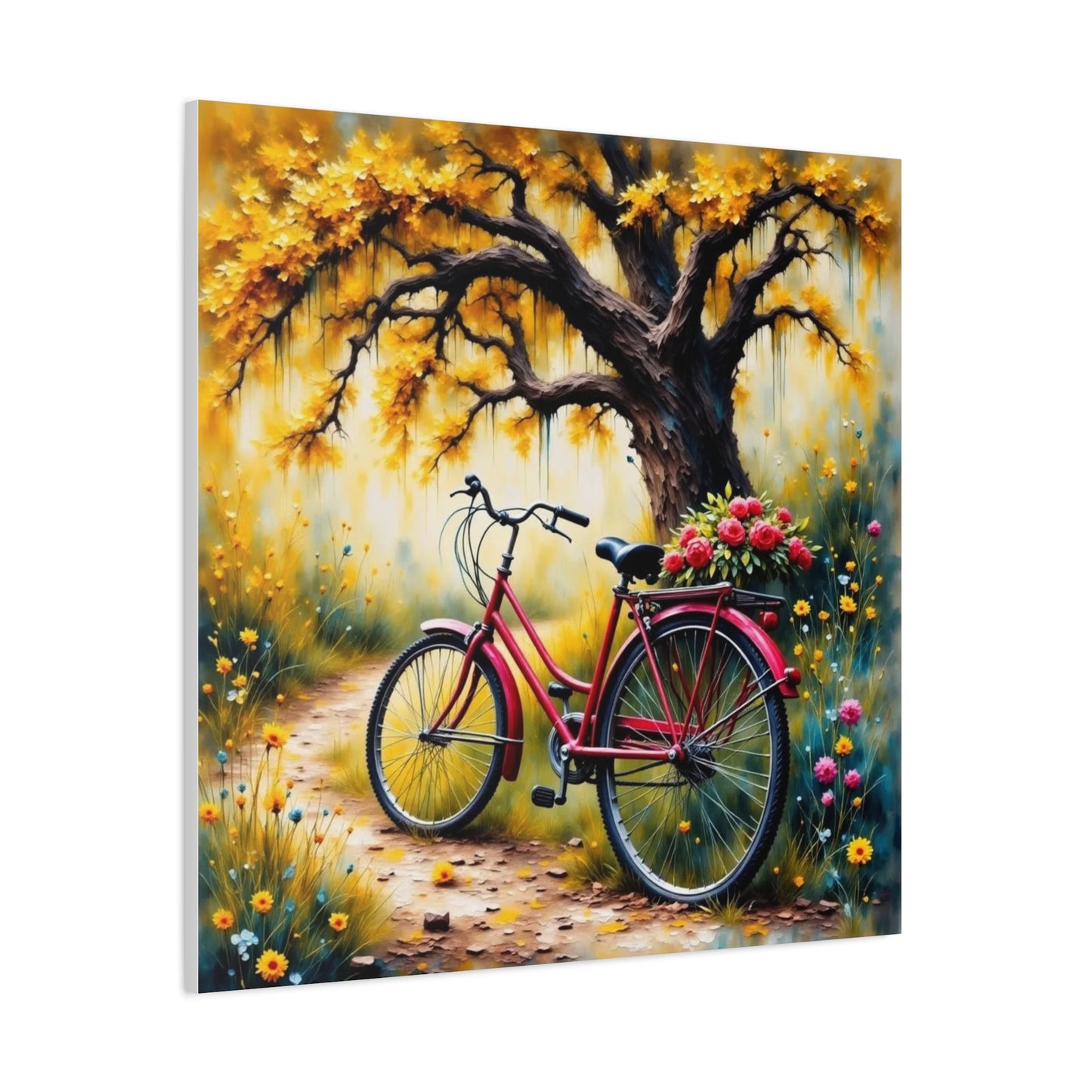 Bicycle on the Flower Path Abstract Art